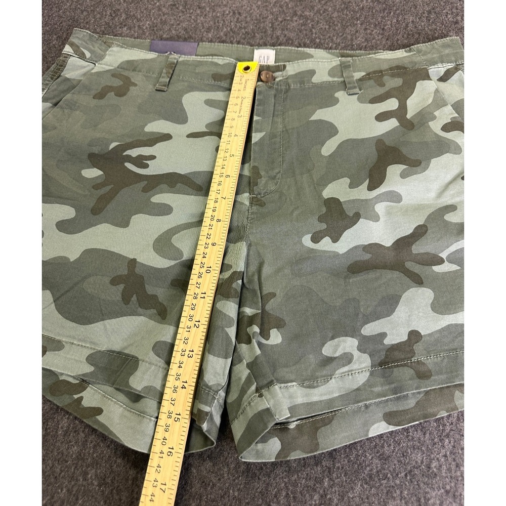 NWT Gap Green Camo Khaki Shorts Womens Size 16 Chino 5" inseam Mid Rise Stretch - Picture 11 of 16